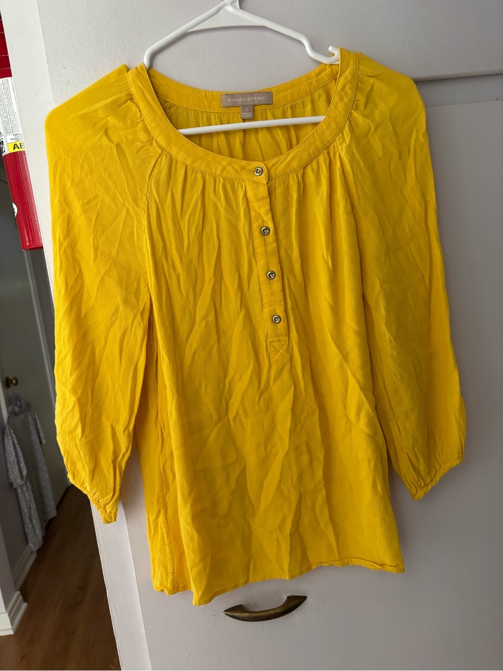 Banana Republic Women's Sunny Yellow Button Henley Blouse